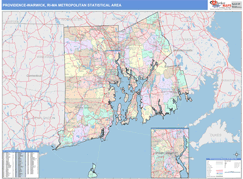 Providence-Warwick Metro Area Digital Map Color Cast Style